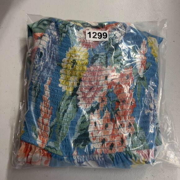 Loft Garden Smocked Ruffle Midi Dress Women's S - Picture 10 of 10